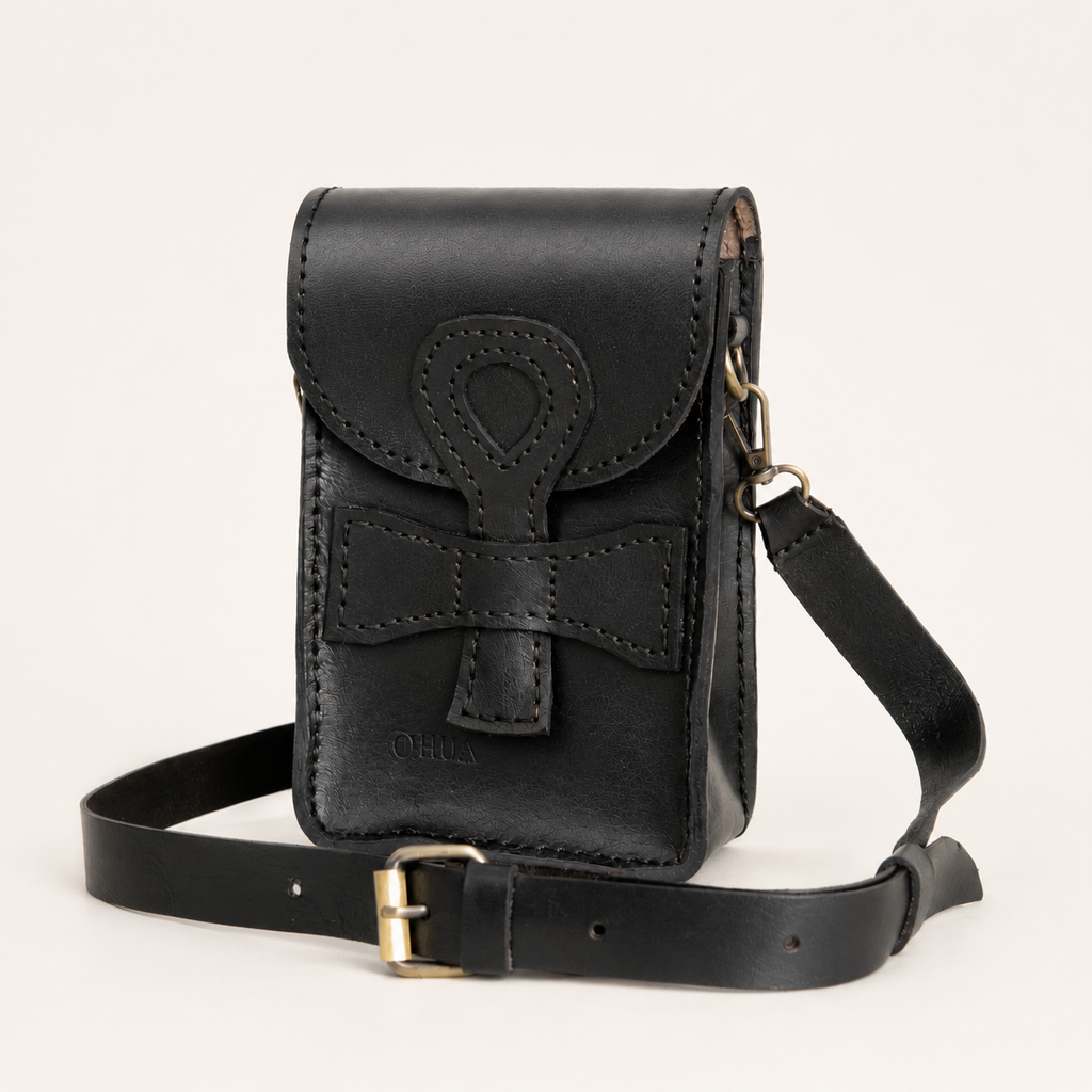 Ankh Natural Leather Crossbody Bag
